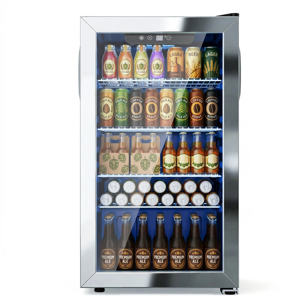 SHICUO Beverage Refrigerator Cooler With Glass Door And Adjustable Shelves