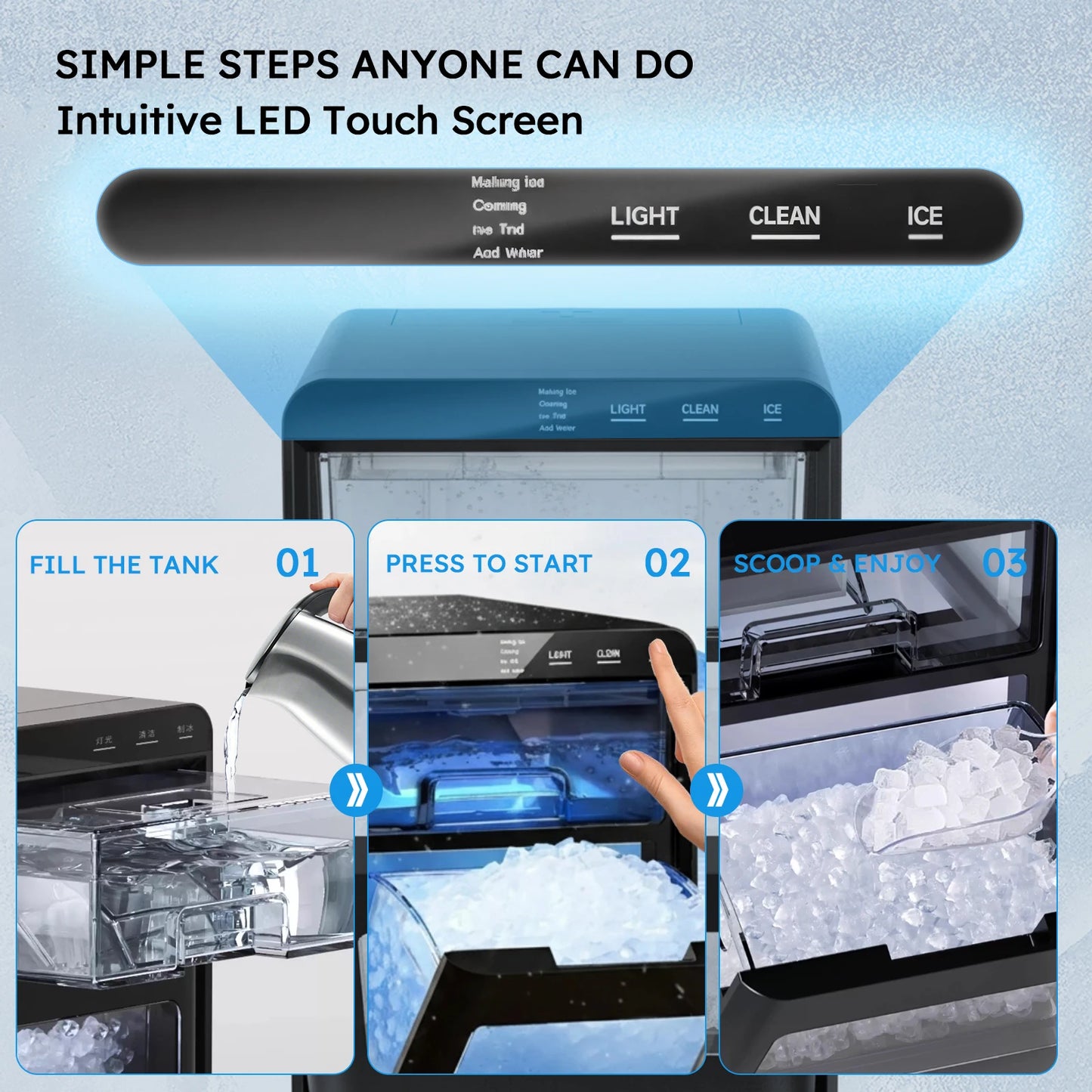 ShicuO Nugget Ice Maker Countertop 44 Pounds Per Day Self Cleaning