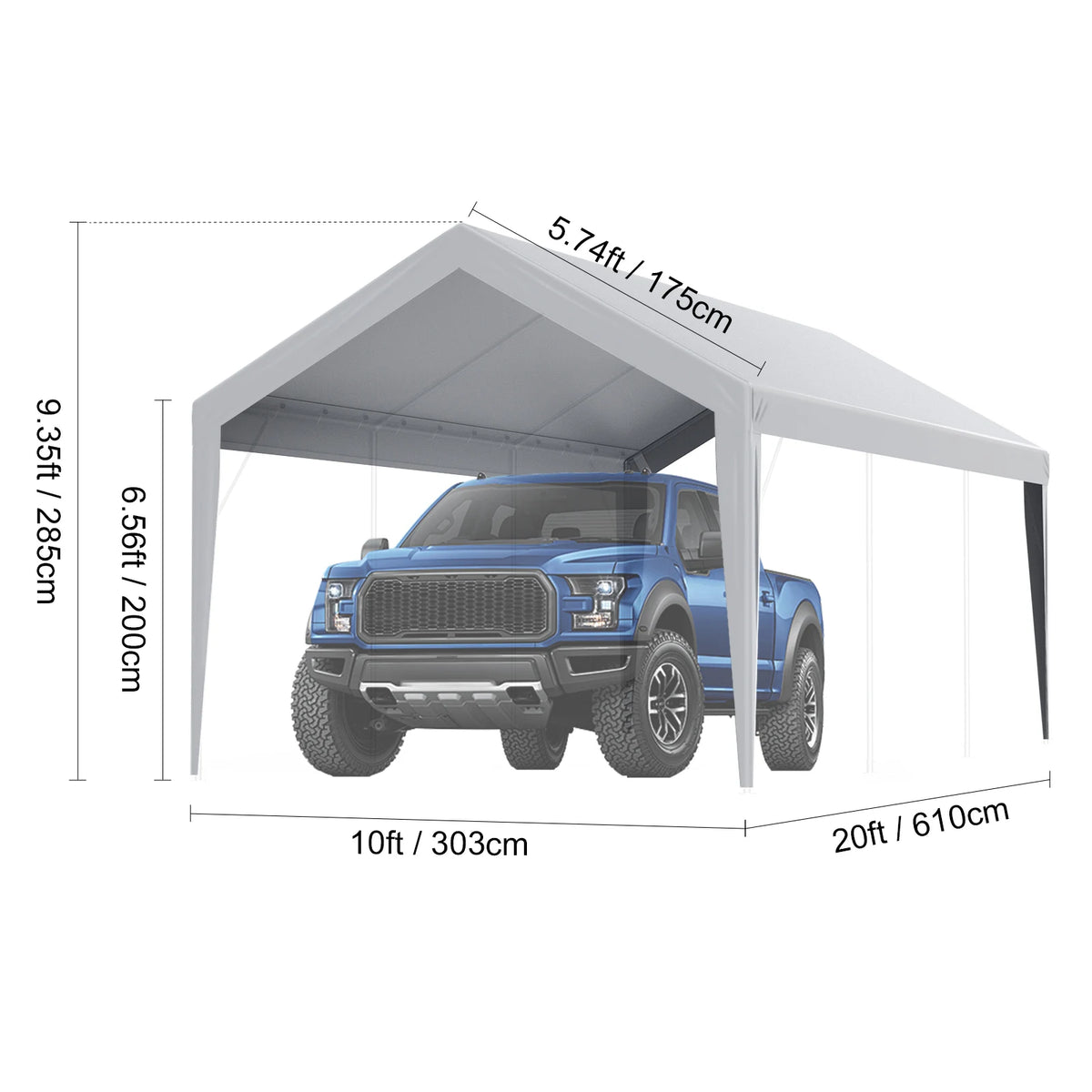 SucceBuy Heavy Duty Carport Replacement Canopy Cover Waterproof Awning
