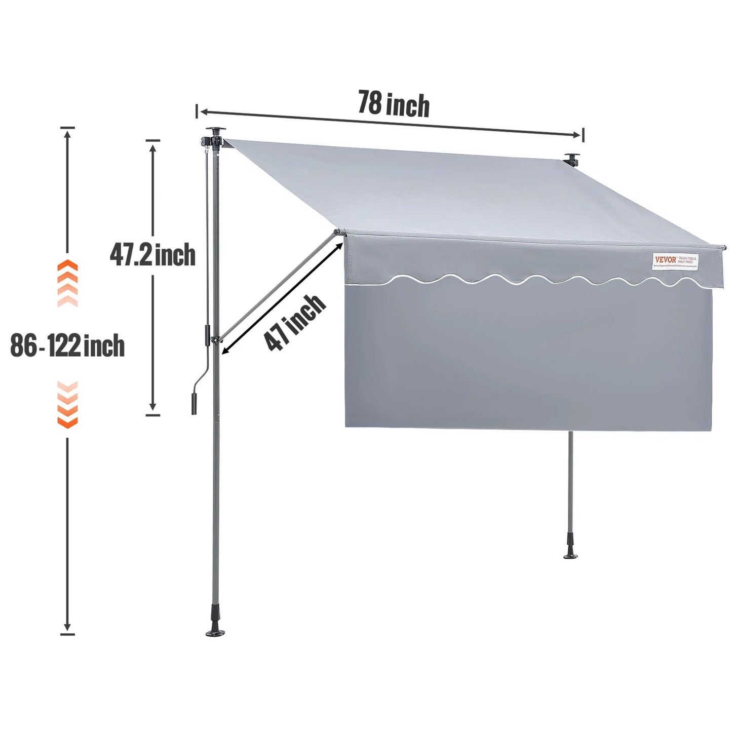 SucceBuy Manual Retractable Outdoor Awning Sun Shade for Patio