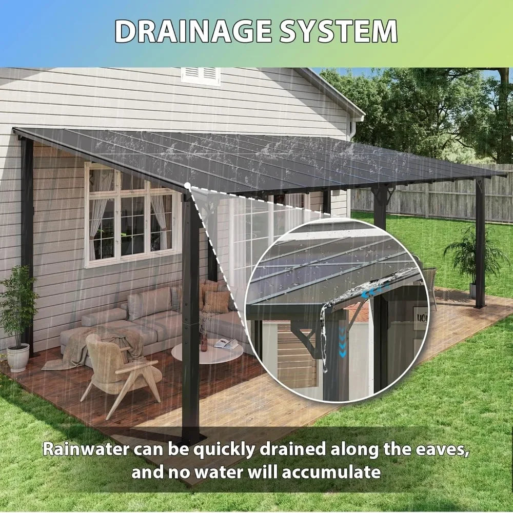 20'x10' Gazebo for Patio, Premium Pergola with Sloped Roof, Large Wall-Mounted Heavy Duty Awnings, for Backyard, Patio