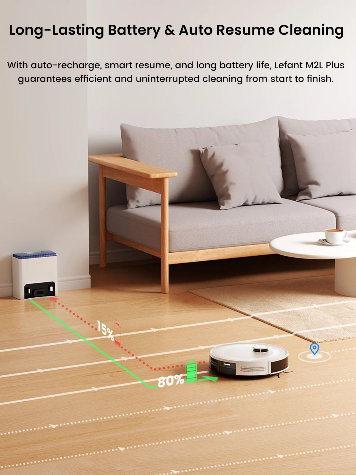 LEFANT M2L Plus Robot Vacuum With Mapping Auto Empty Dock