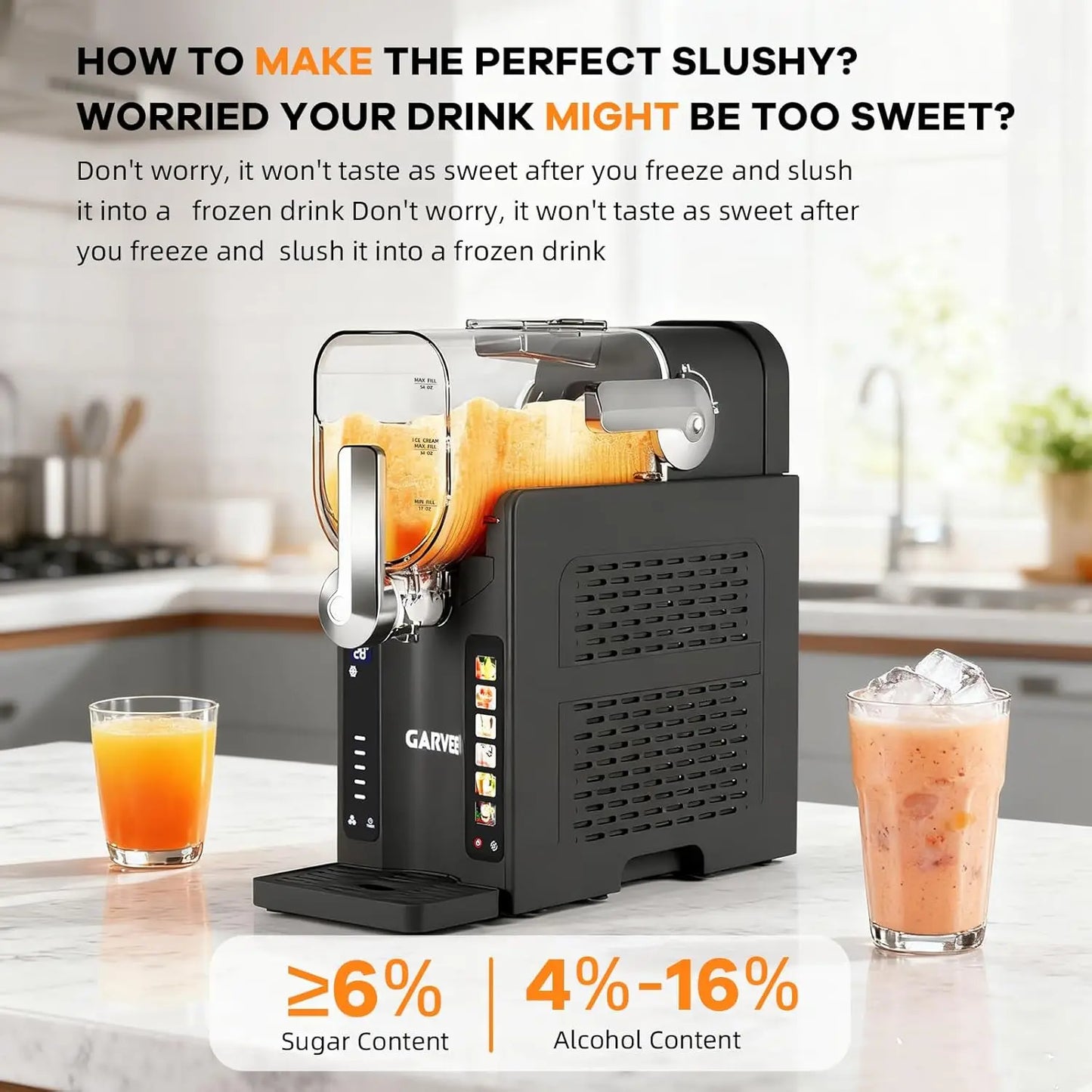 Acekool Slushie Maker For Home No Ice Needed With Led Display 6 Preset Programs