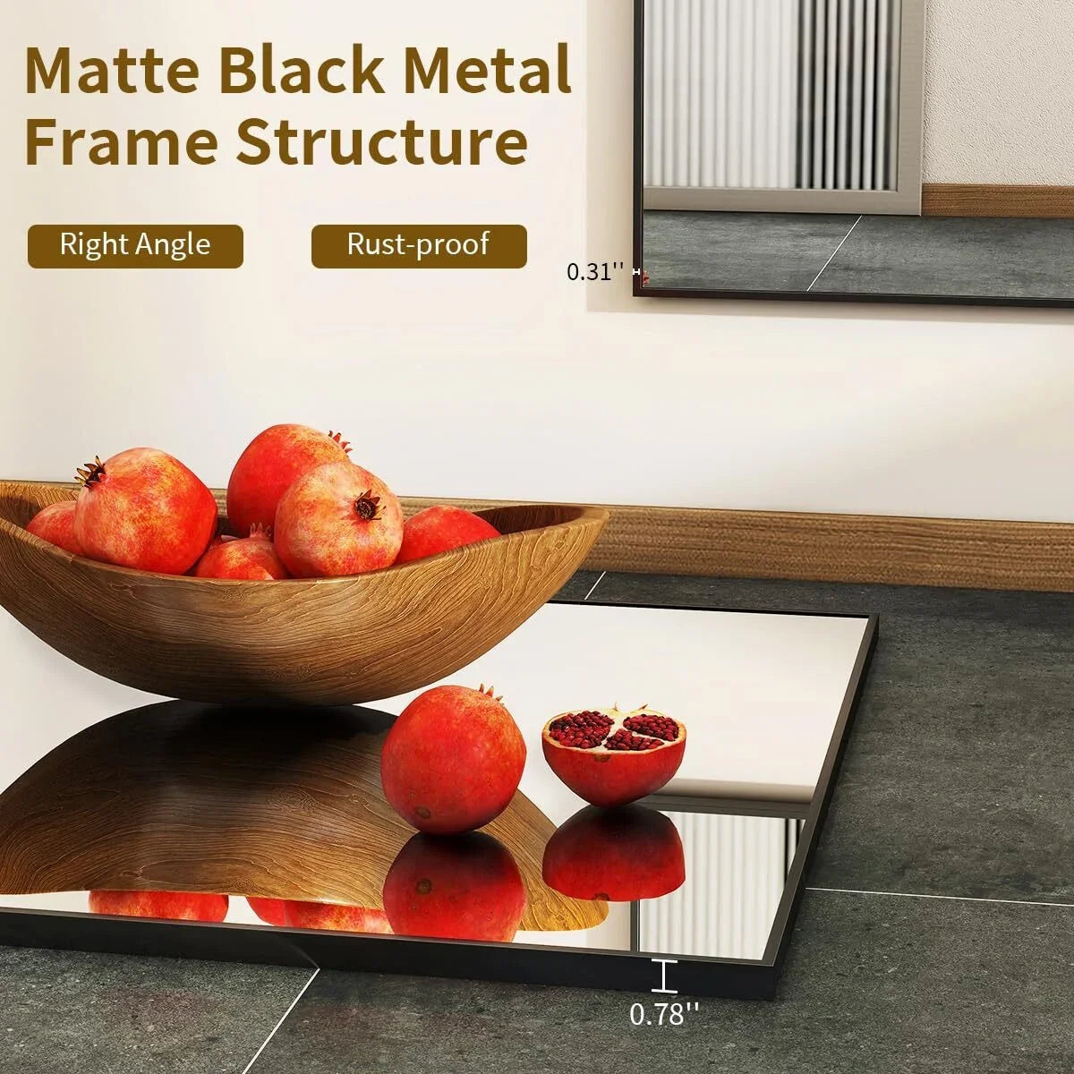 Black Full Length Mirror with Stand Wall Mounted Full Body Mirror for Home Fitness And Wardrobe 4mm HD Tempered Glass