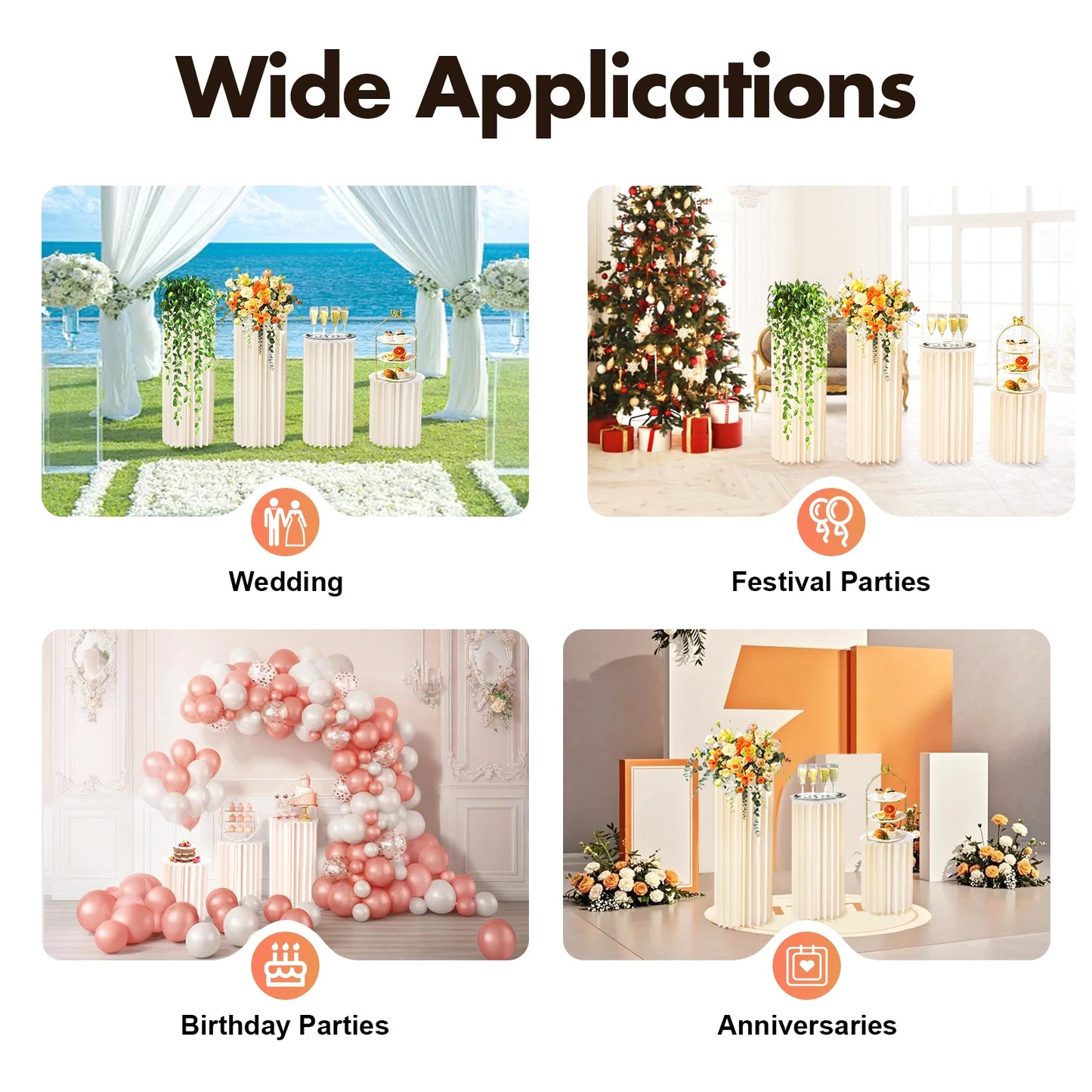 Foldable Cardboard Flower Stands Set for Wedding Centerpieces and Decor