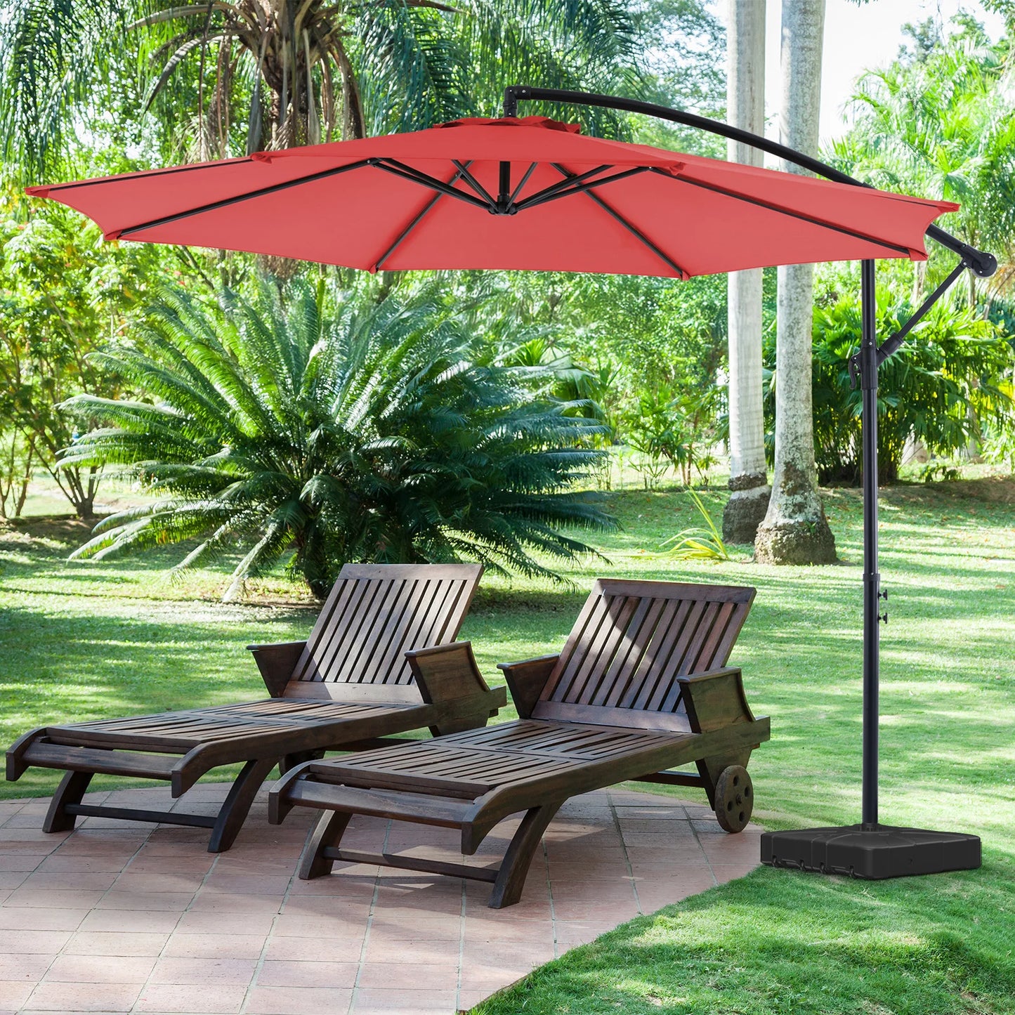 JHK Outdoor Cantilever Patio Umbrella With Tilt Adjustment And UV Protection