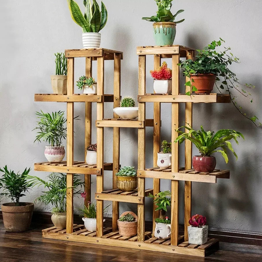 Wisfor Wooden Plant Shelf Flower Pot Stand Indoor Outdoor Multi-Tier