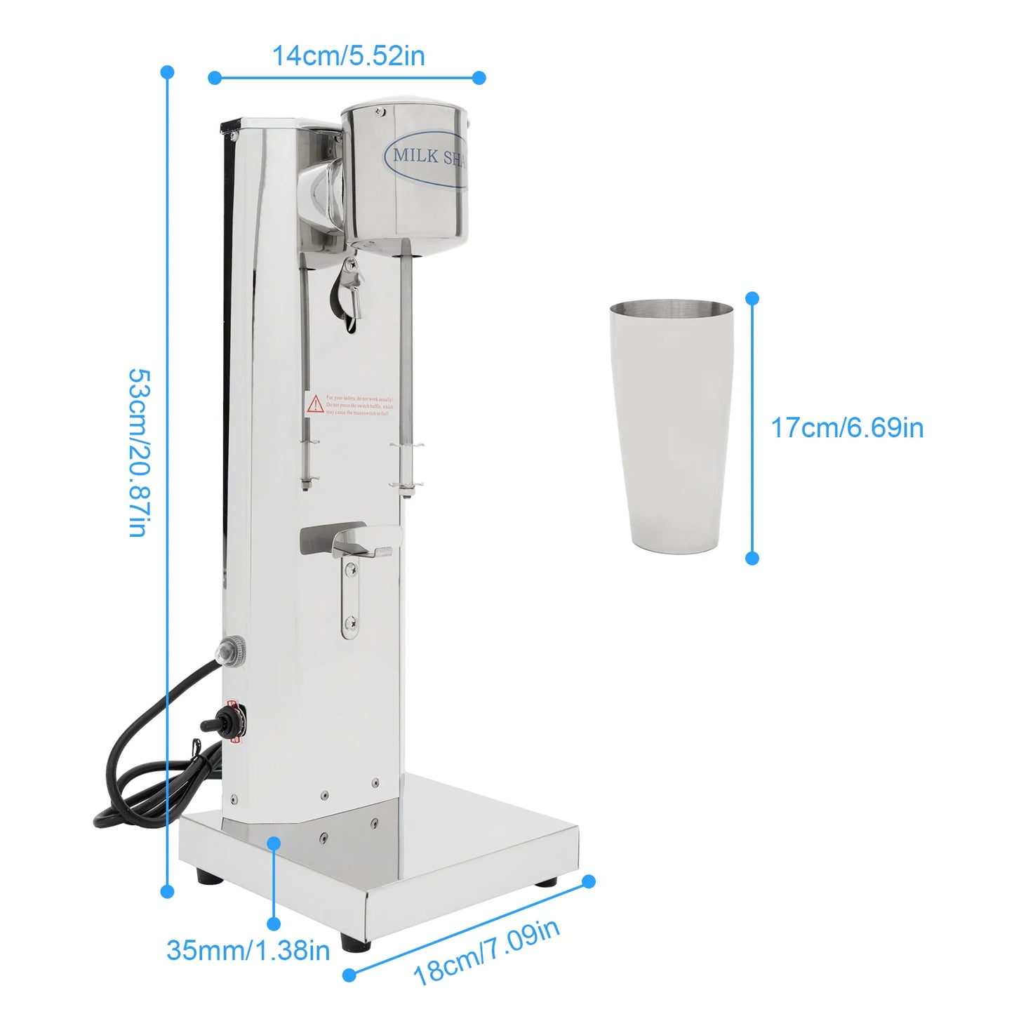 Bymaocar 180W Commercial Milk Shake Machine Stainless Steel 18000rpm