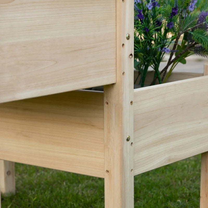 Two Tier Raised Wood Garden Bed for Vegetables and Herbs
