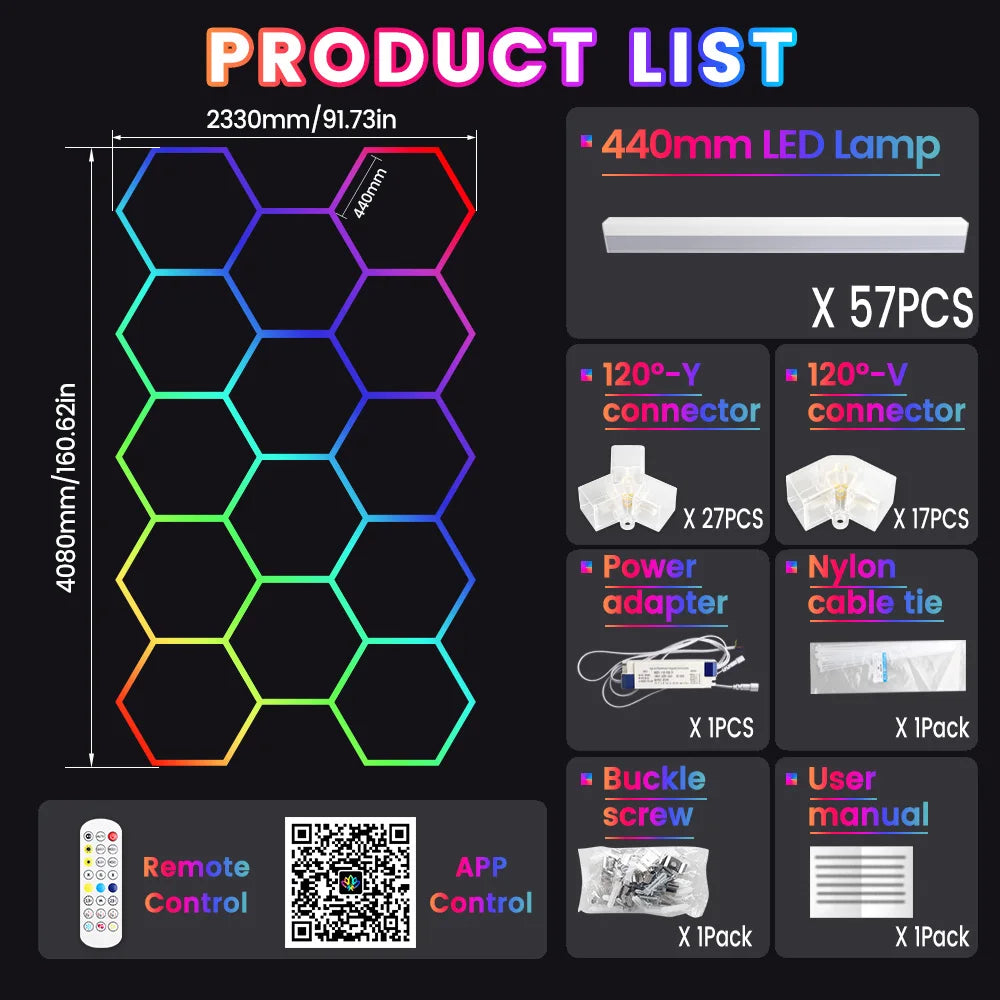 VASTFIRE Smart Hexagonal RGB Ambient Tube Light With App Control