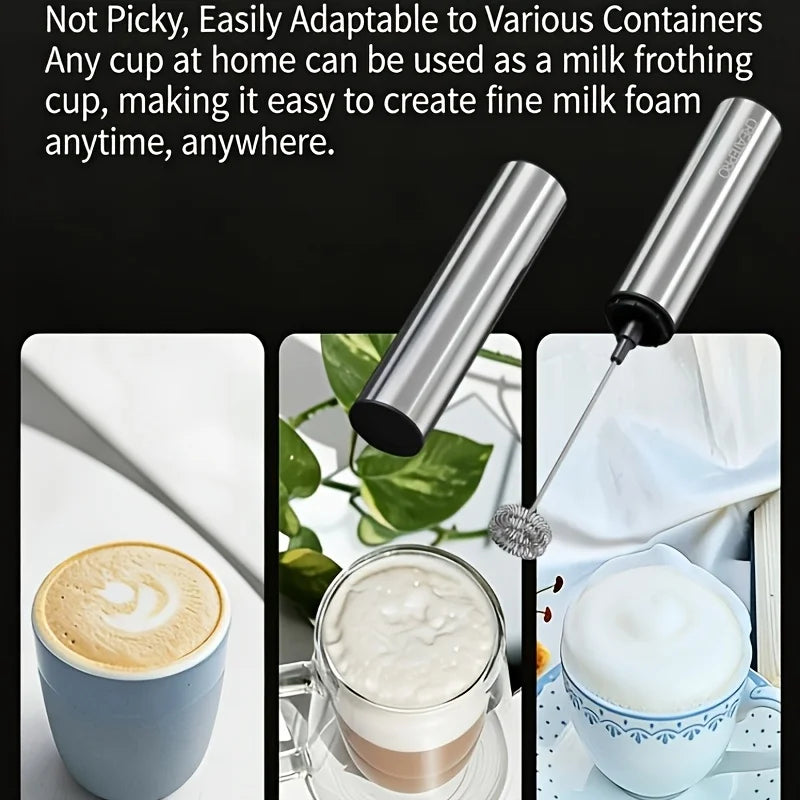 Rechargeable Stainless Steel Milk Frother With Two Speed Settings