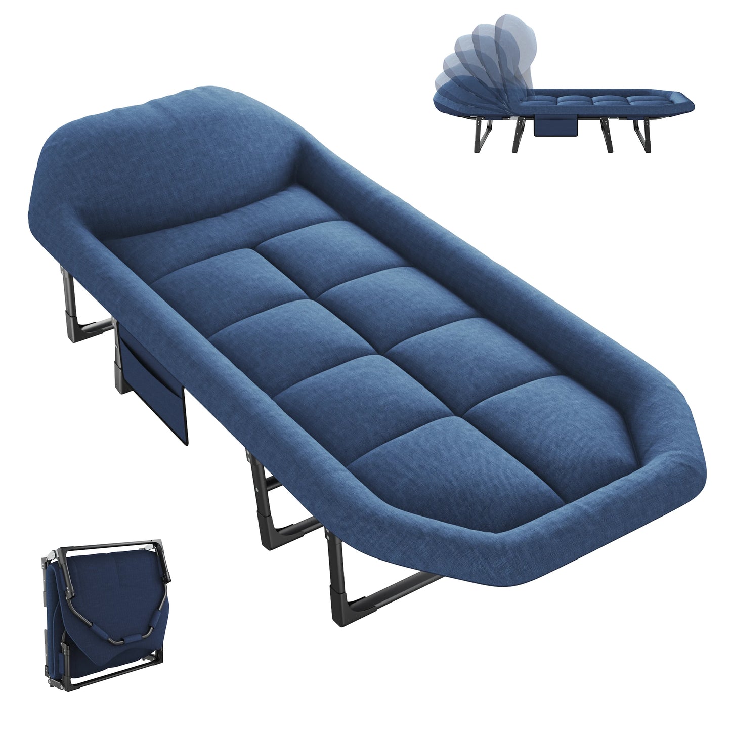 JHK Adjustable Folding Camping Bed With Mattress And Carry Bag