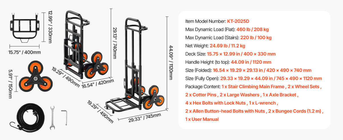 SucceBuy Stair Climbing Folding Cart With Telescoping Handle