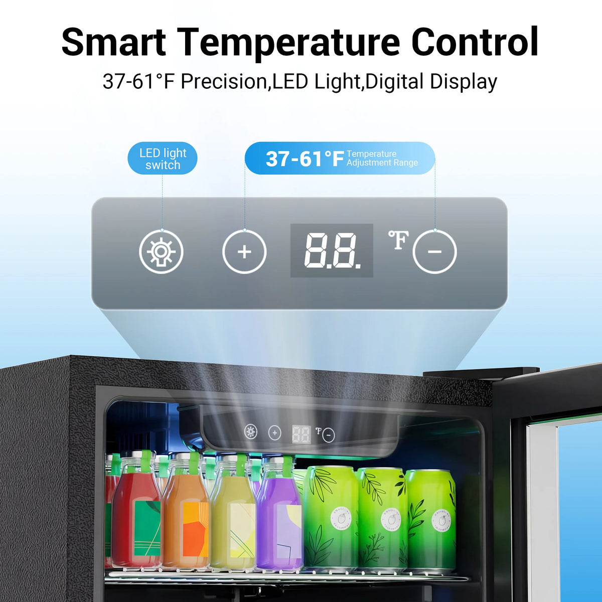 SHICUO Beverage Refrigerator Cooler With Glass Door And Adjustable Shelves