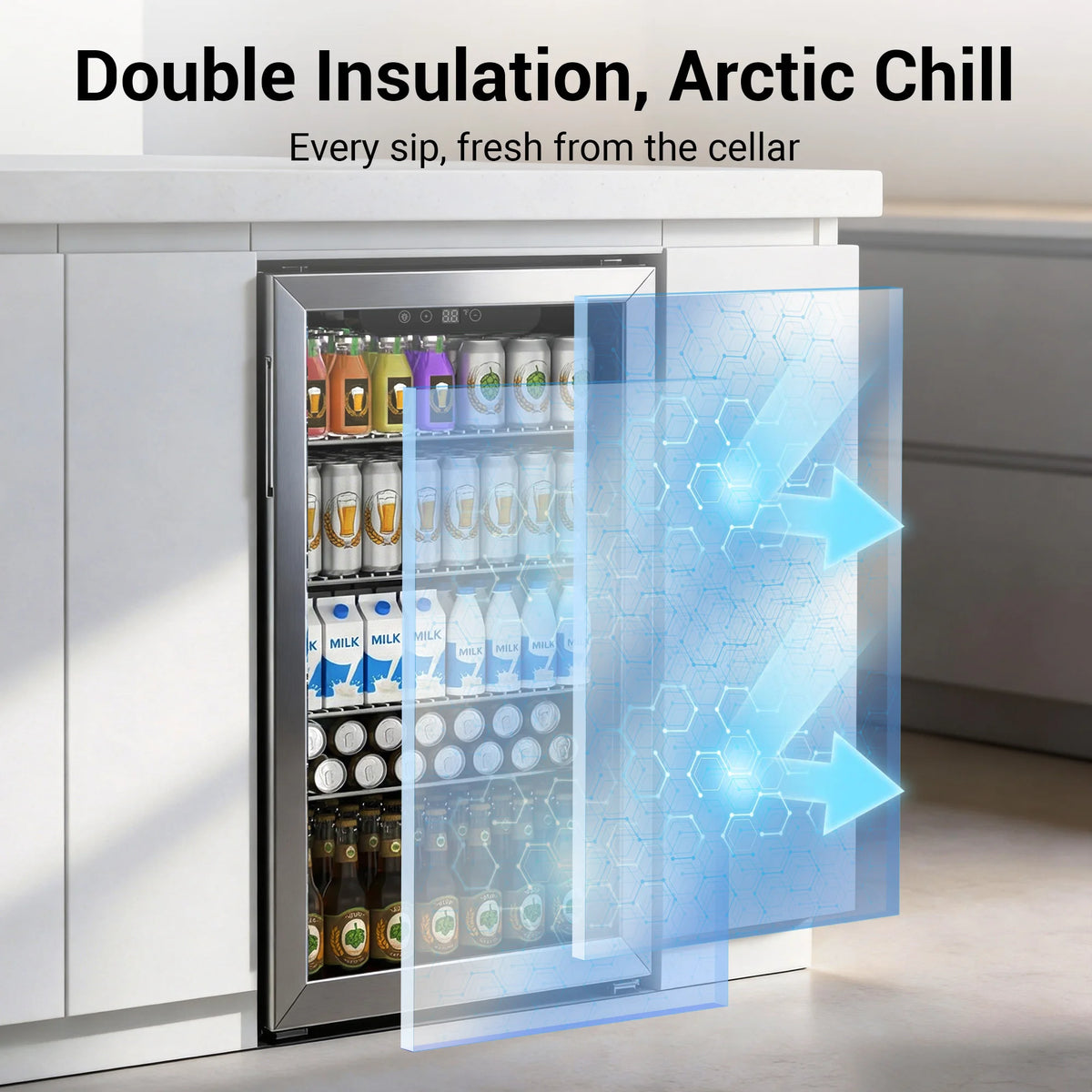 SHICUO Beverage Refrigerator Cooler With Glass Door And Adjustable Shelves