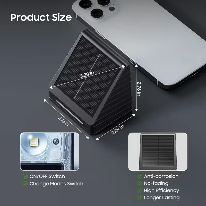 Solar Fence Lights Outdoor RGB LED With 10 Modes IP65