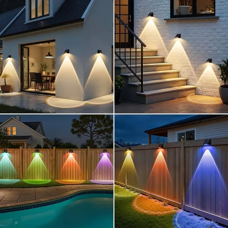 Solar Fence Lights Outdoor RGB LED With 10 Modes IP65