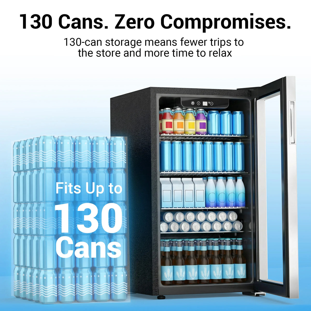 SHICUO Beverage Refrigerator Cooler With Glass Door And Adjustable Shelves