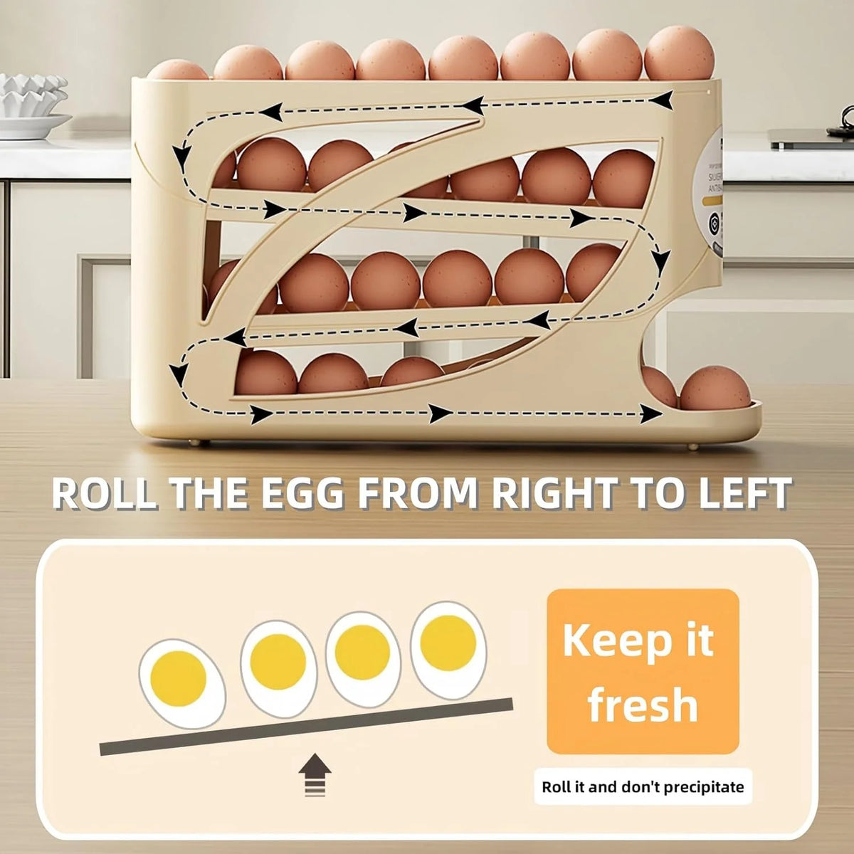 Sliding Egg Dispenser For Refrigerator Kitchen Storage Organizer