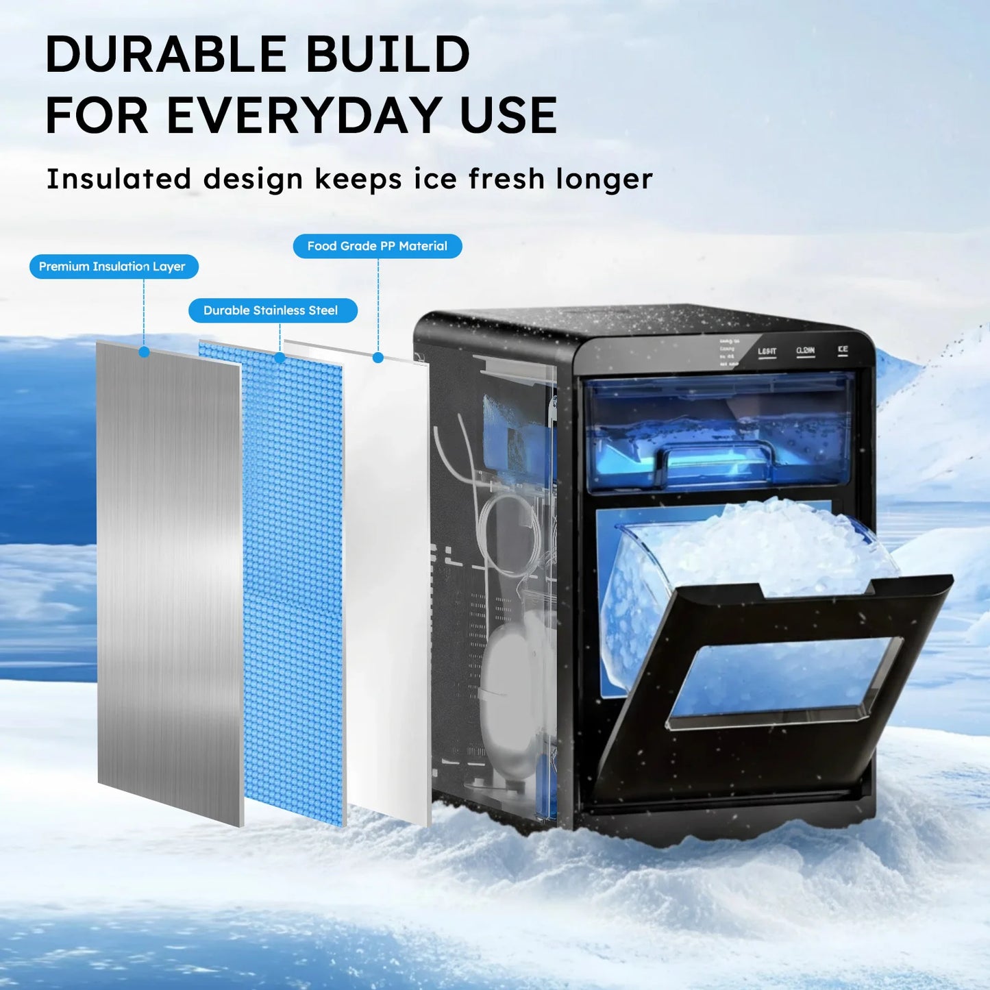 ShicuO Nugget Ice Maker Countertop 44 Pounds Per Day Self Cleaning