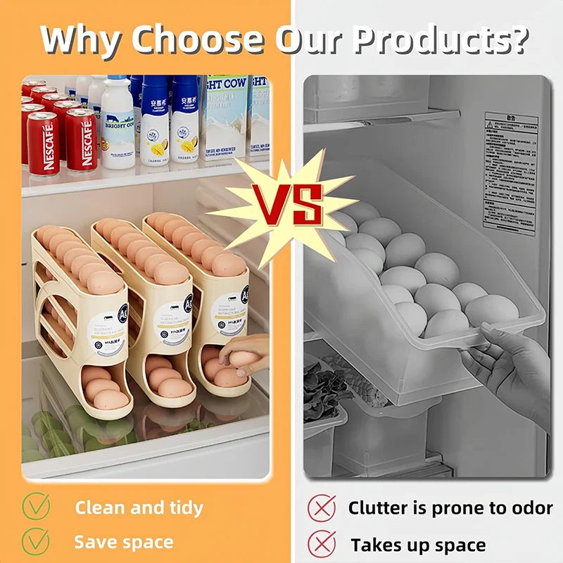 Sliding Egg Dispenser For Refrigerator Kitchen Storage Organizer