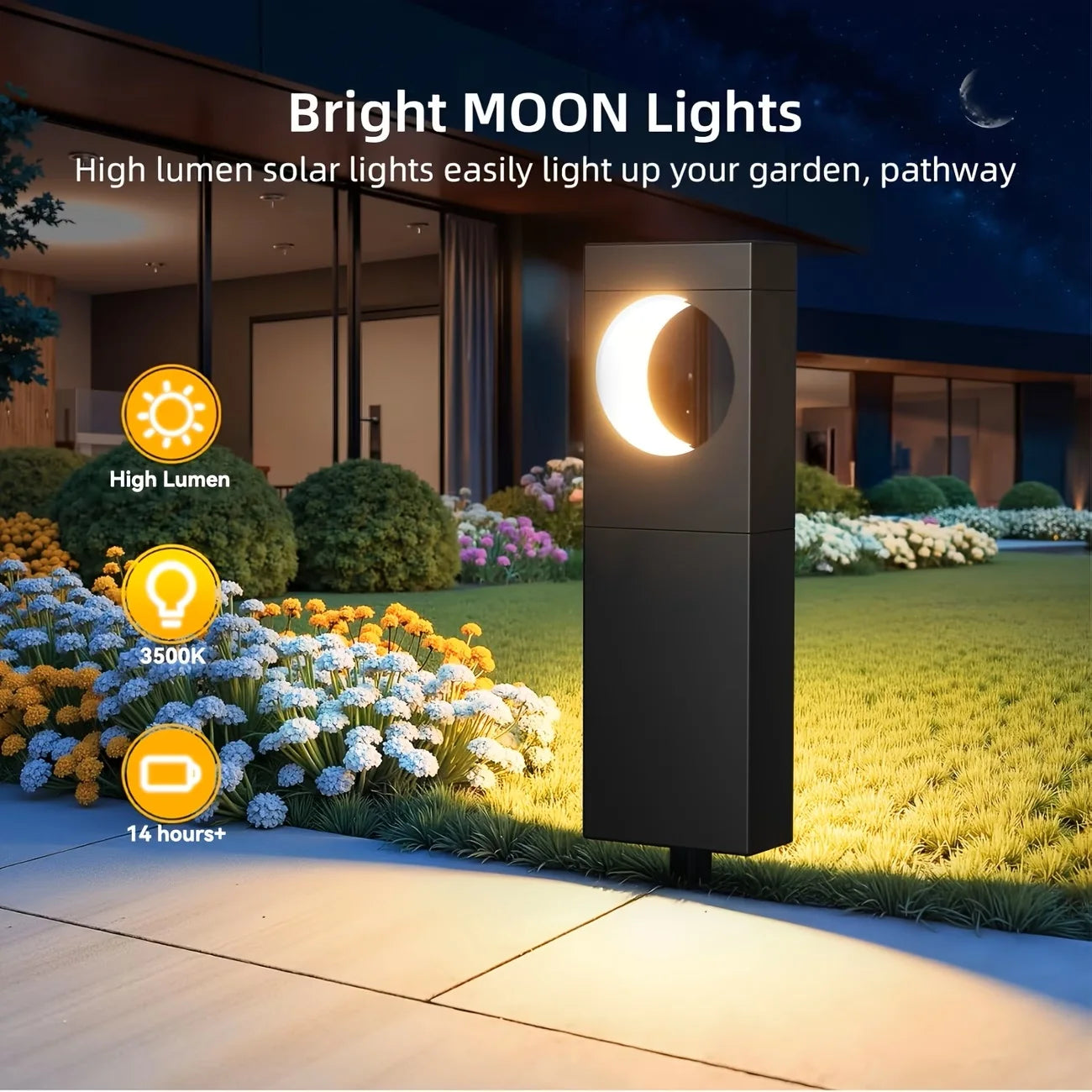 Solar Pathway Lights Outdoor Waterproof Moonlight Garden Lighting Auto On Off