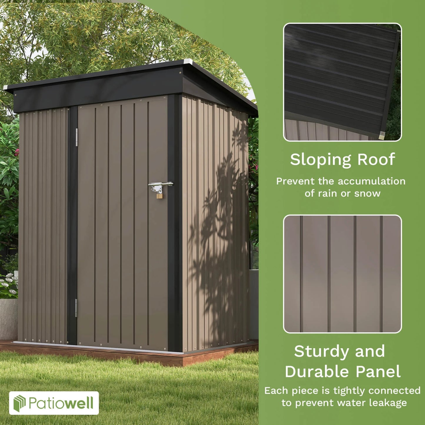 Victone Metal Storage Shed With Sloped Roof And Lockable Door