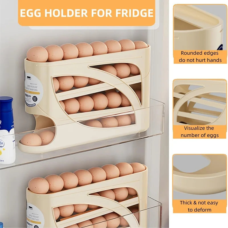 Sliding Egg Dispenser For Refrigerator Kitchen Storage Organizer