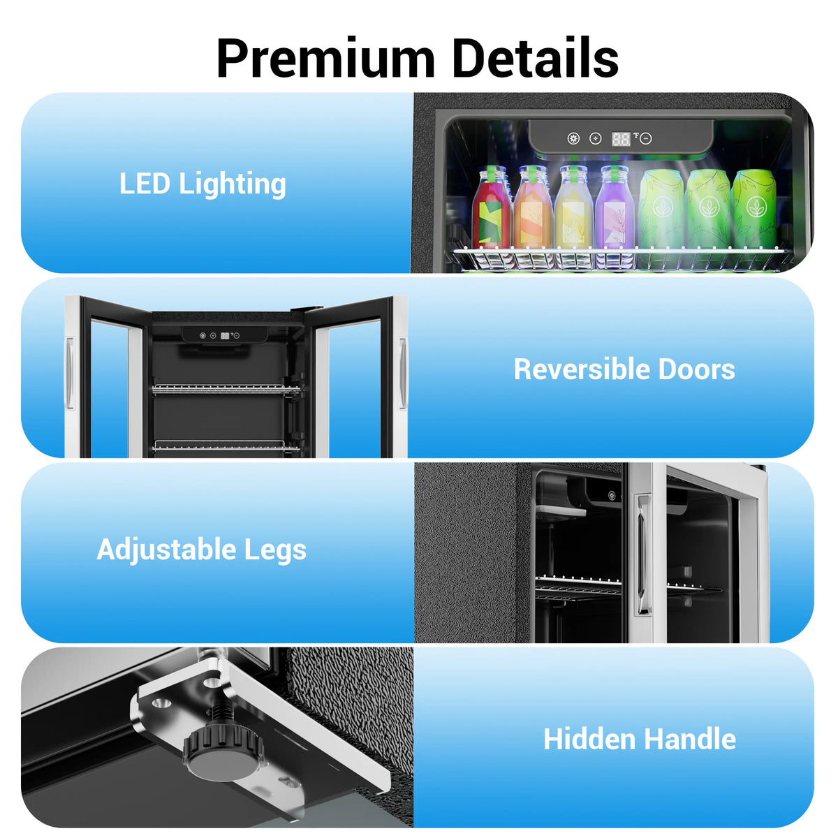 SHICUO Beverage Refrigerator Cooler With Glass Door And Adjustable Shelves