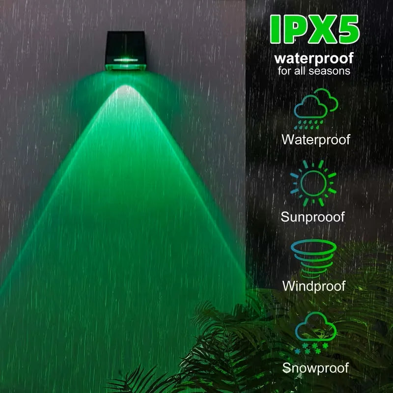 Solar Fence Lights Outdoor RGB LED With 10 Modes IP65