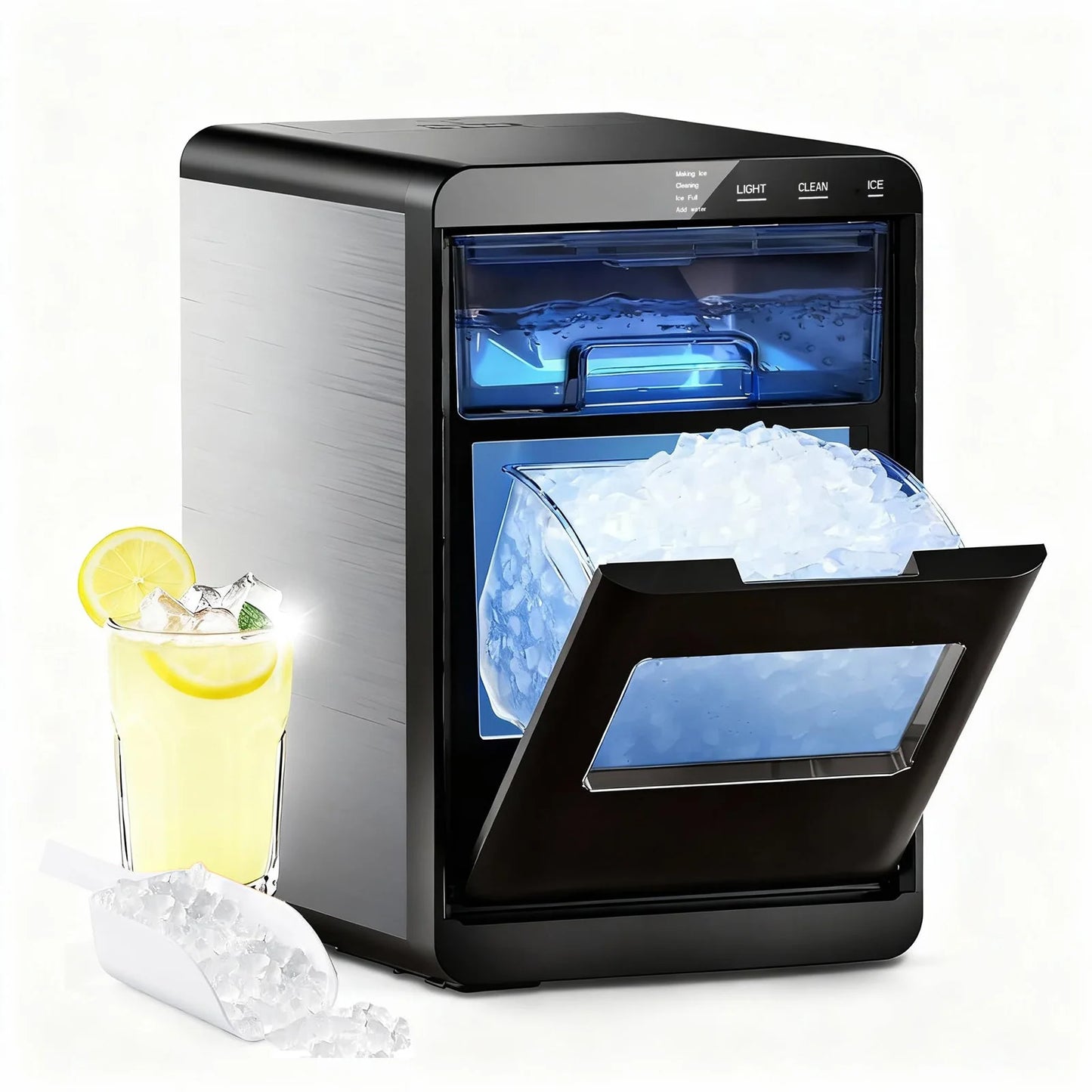 ShicuO Nugget Ice Maker Countertop 44 Pounds Per Day Self Cleaning