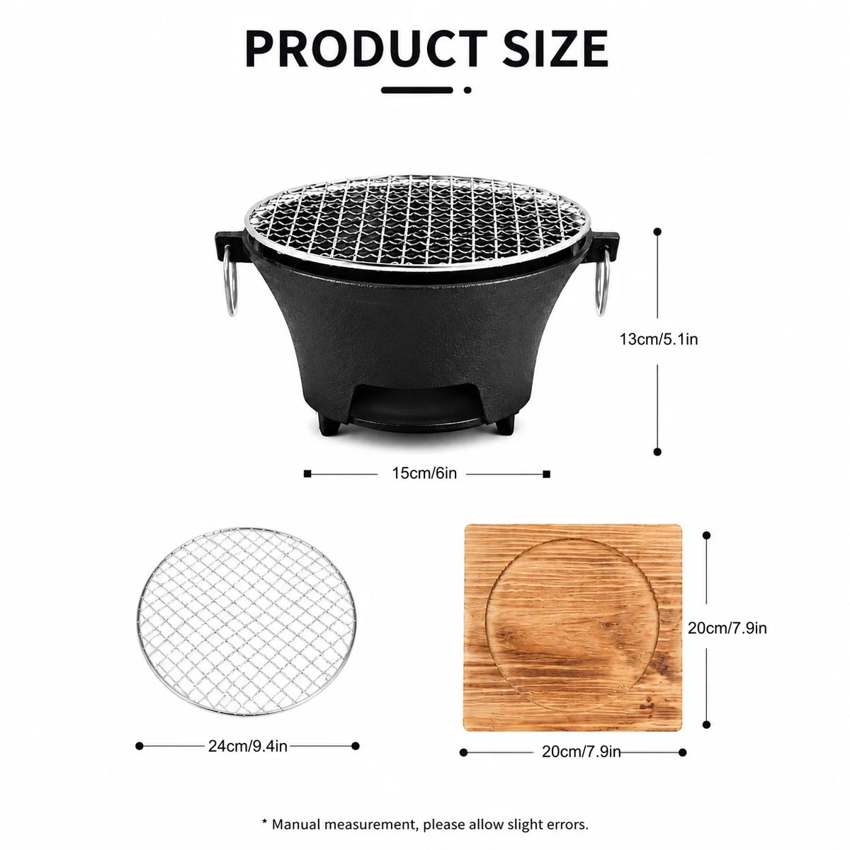 KL1 Portable Cast Iron Charcoal Grill For Outdoor Cooking