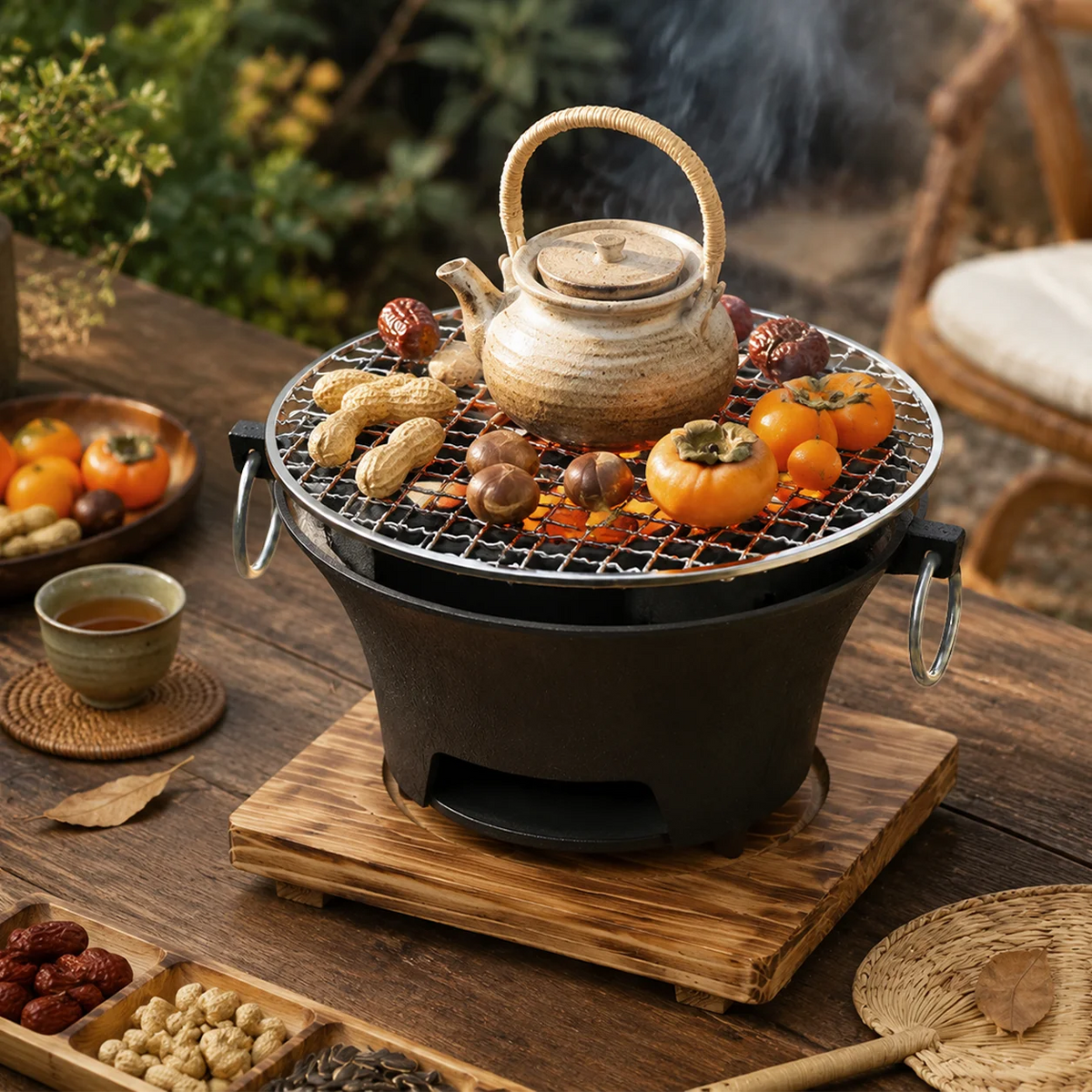 KL1 Portable Cast Iron Charcoal Grill For Outdoor Cooking