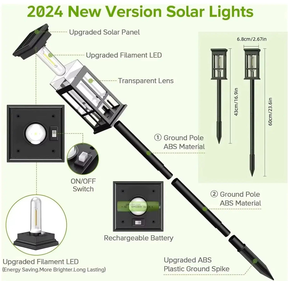 Solar Pathway Lights Waterproof Outdoor Garden Landscape Lighting