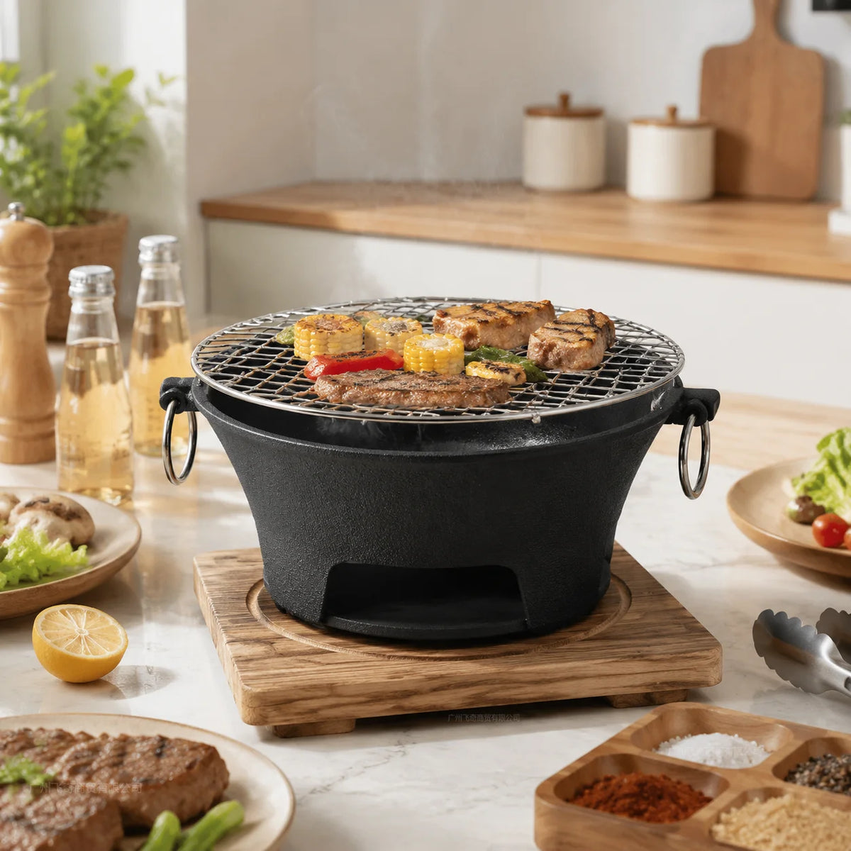 KL1 Portable Cast Iron Charcoal Grill For Outdoor Cooking