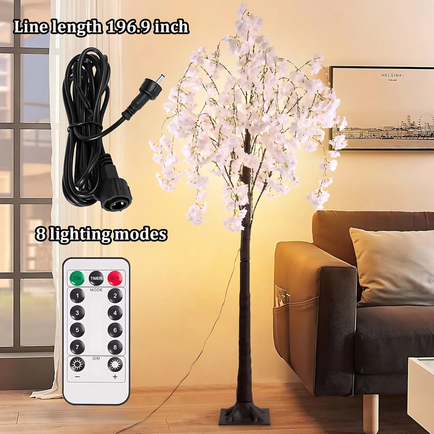 Cherry Blossom LED Tree Floor Lamp With Warm White Lights