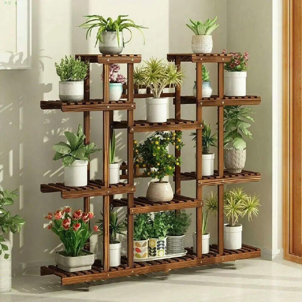 Wisfor Wooden Plant Shelf Flower Pot Stand Indoor Outdoor Multi-Tier