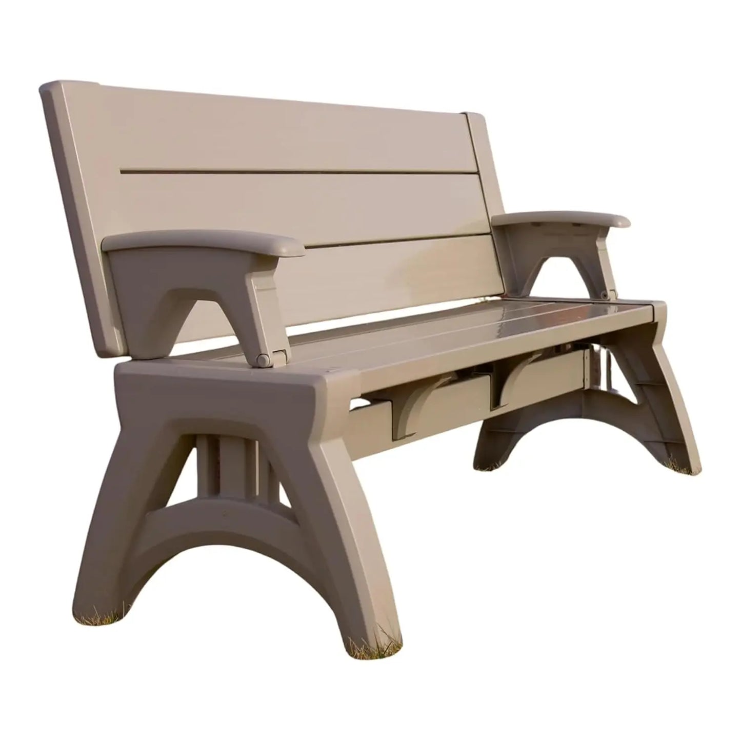 2-In-1 Convertible Bench Table Weather Resistant Patio Furniture