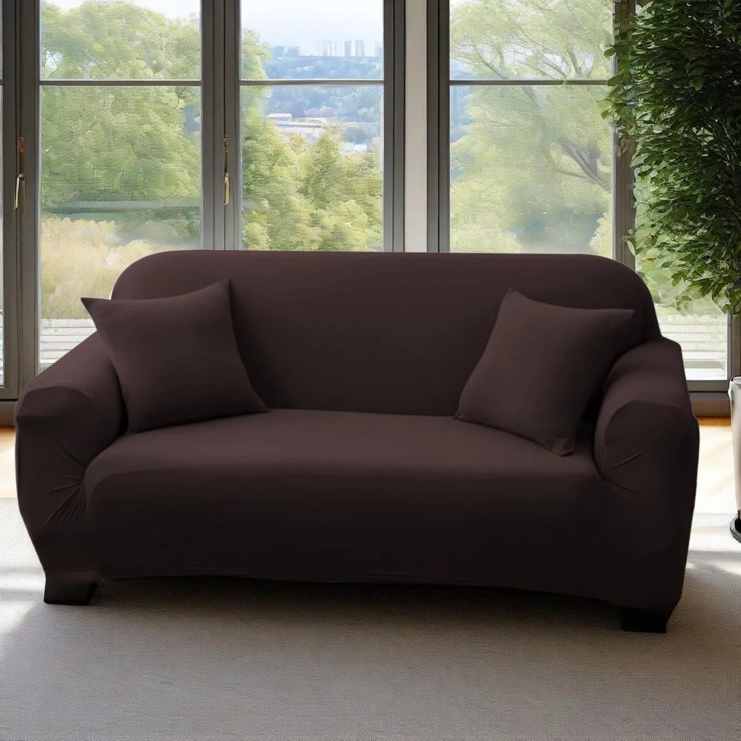 Soil Color Sofa Cover 1 2 3 4 Seater Slip Cover Sofa Couch Stretch Elastic Fabric Chair Loveseat Universal Furniture Protector