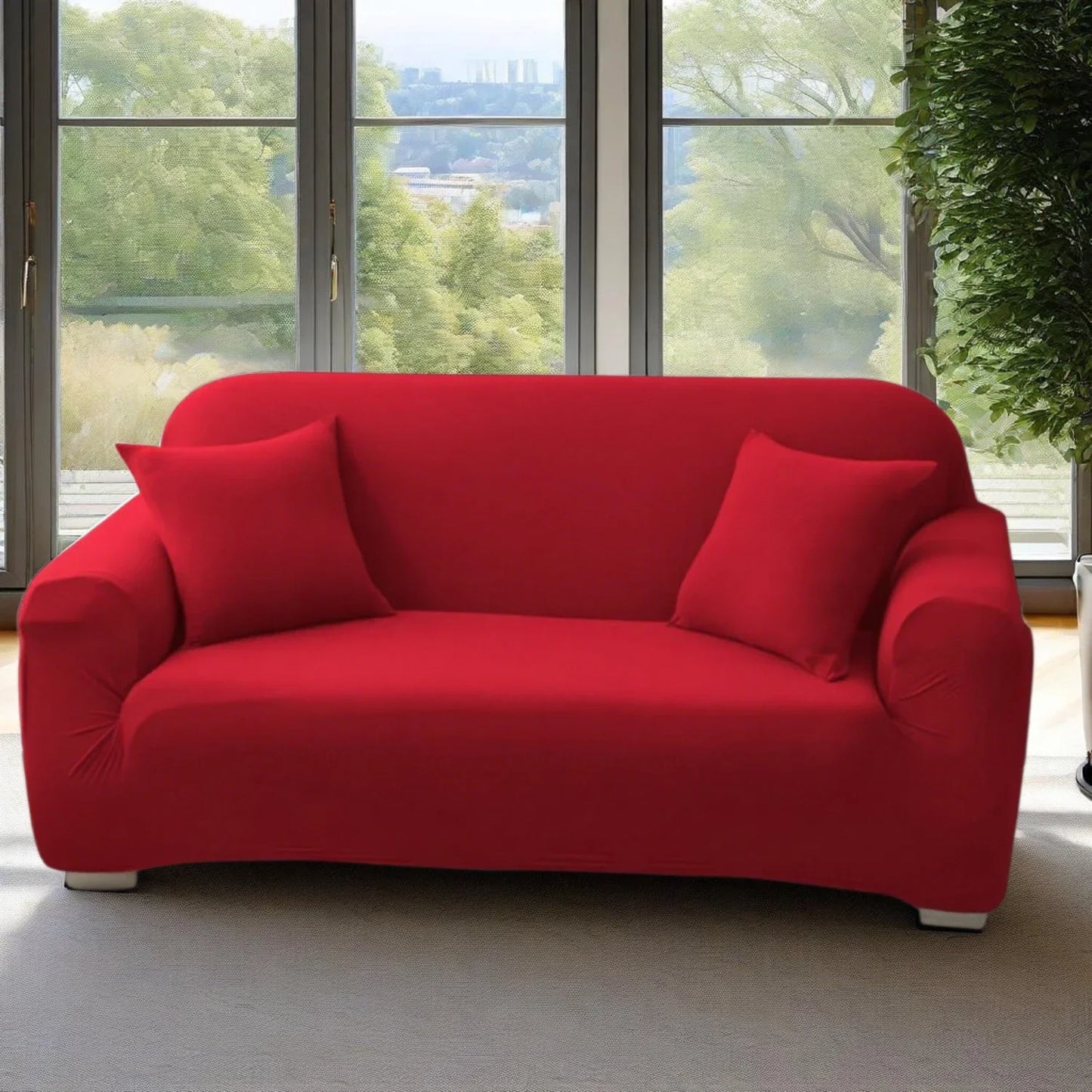 Soil Color Sofa Cover 1 2 3 4 Seater Slip Cover Sofa Couch Stretch Elastic Fabric Chair Loveseat Universal Furniture Protector