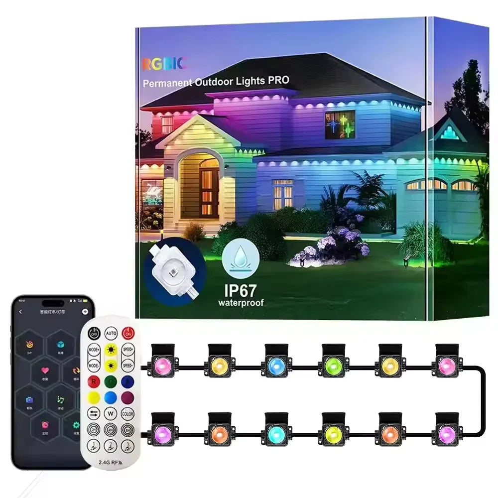 Smart Permanent Outdoor Waterproof Led Light String With App Control