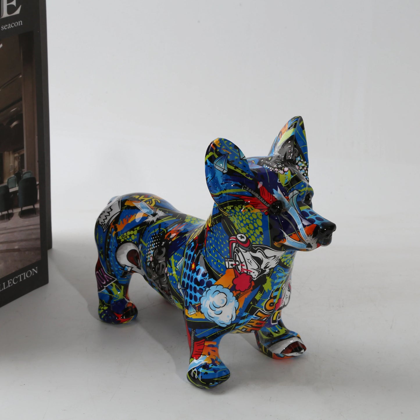 FLYuechun Ranan Nordic Corgi Dog Resin Ornament Home Office