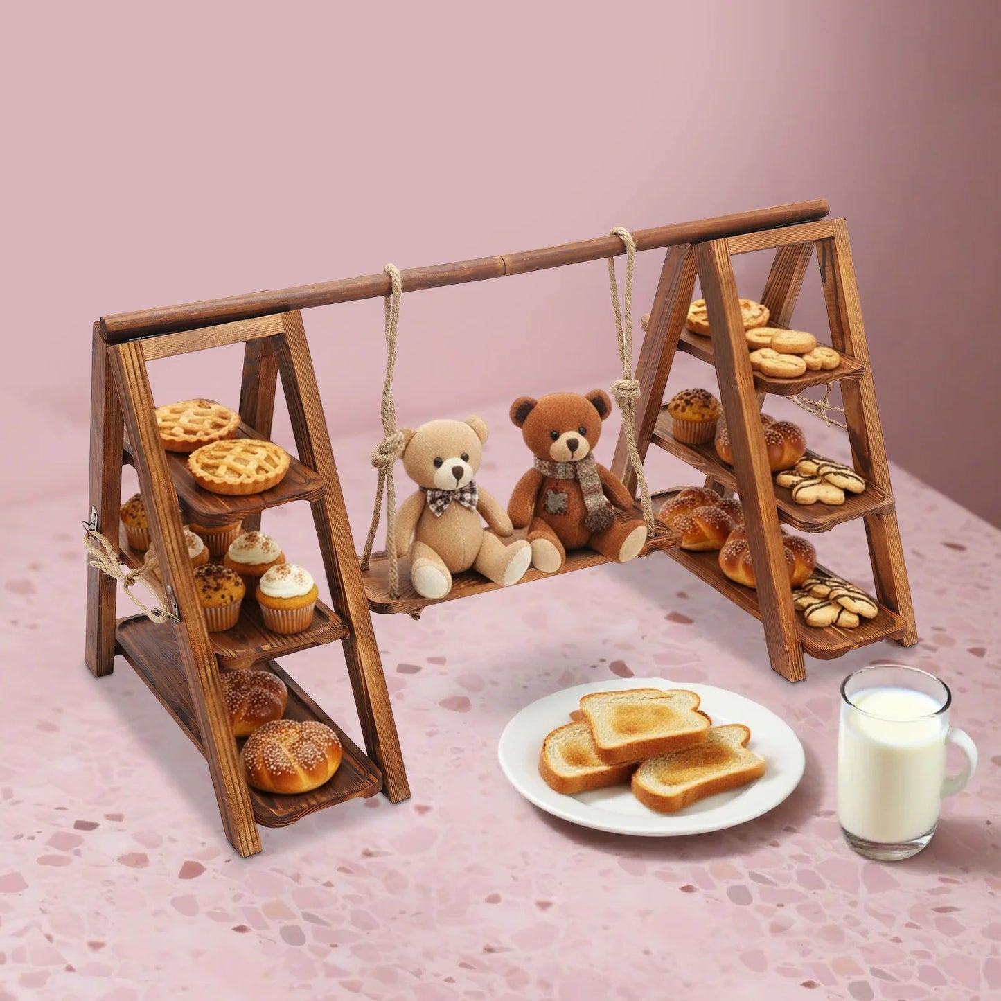 Bymaocar 3 Tier Wooden Cake Stand Dessert Tray For Weddings