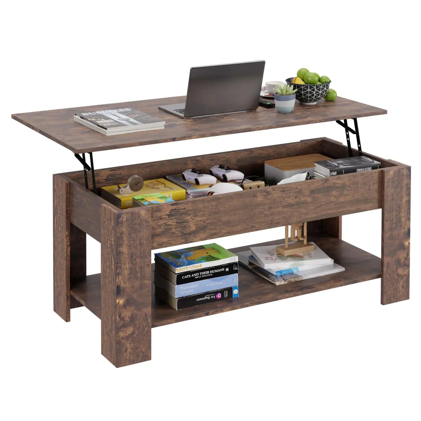 XIUWO Lift Top Coffee Table With Hidden Compartment And Storage
