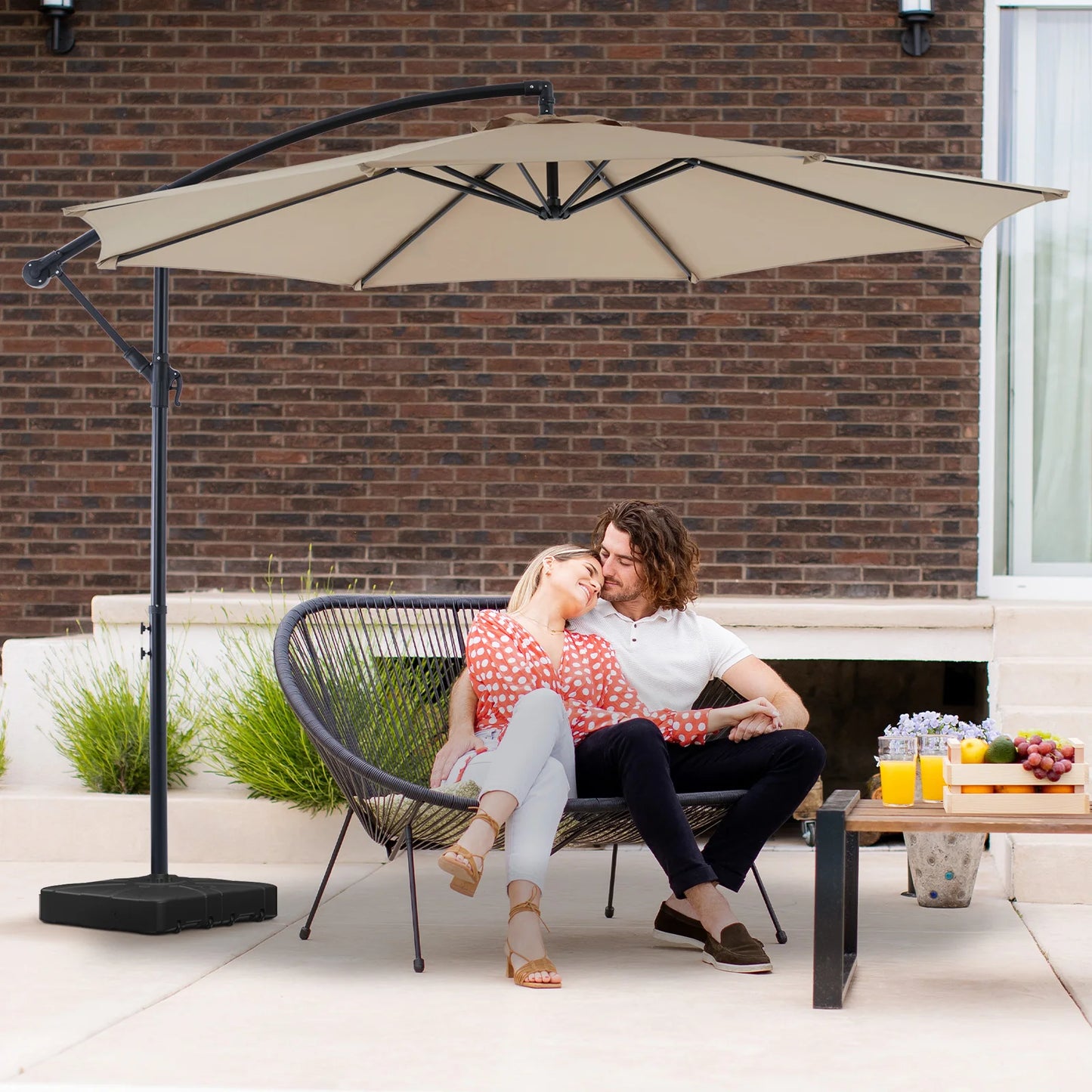 JHK Outdoor Cantilever Patio Umbrella With Tilt Adjustment And UV Protection