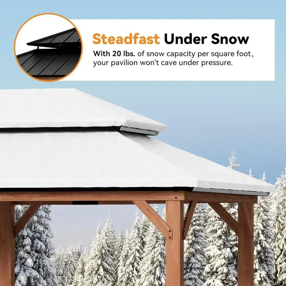 Wood Gazebo With Permanent Hardtop Pavilion