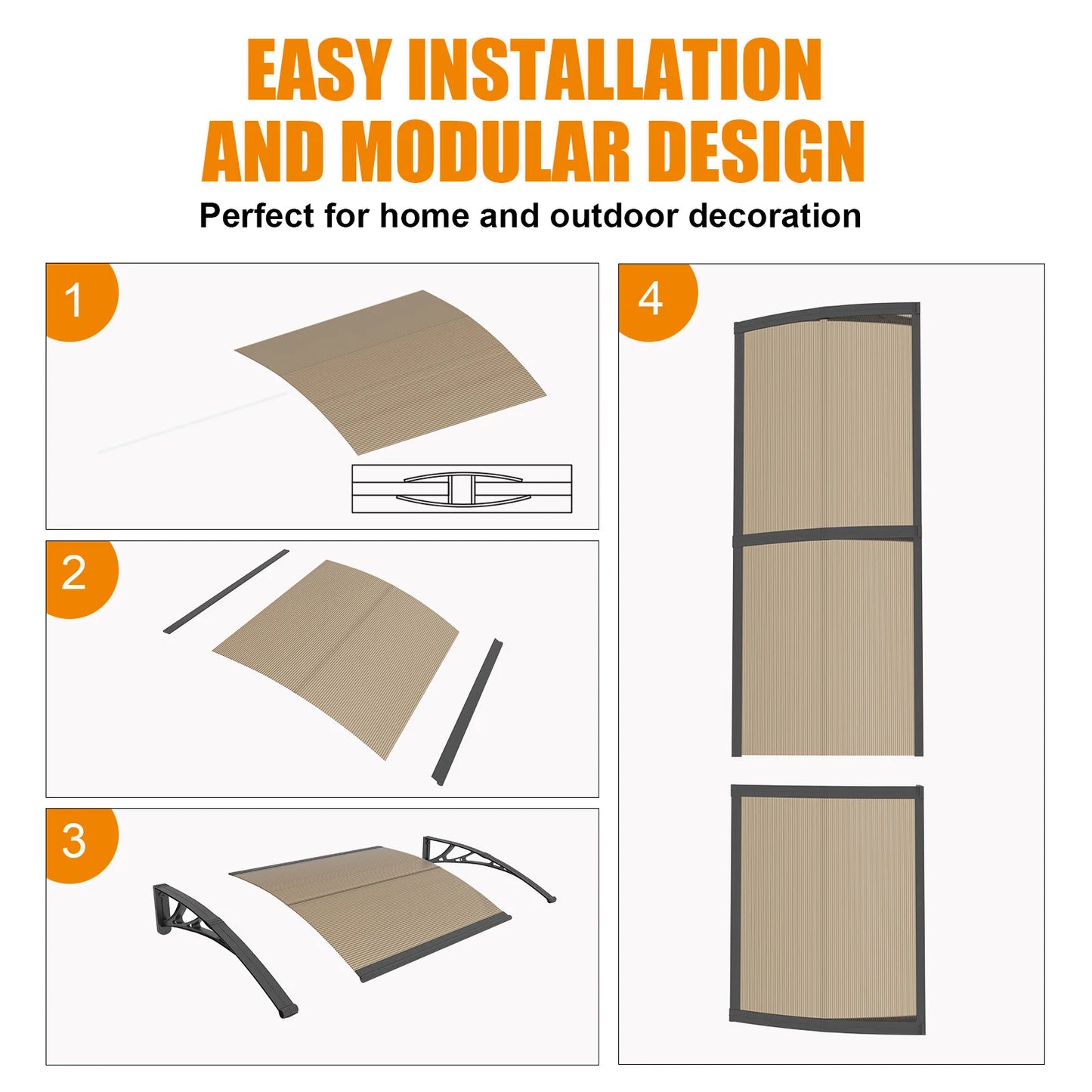 Guansu-CN Polycarbonate Door Window Awnings for Rain Sun Snow Protection