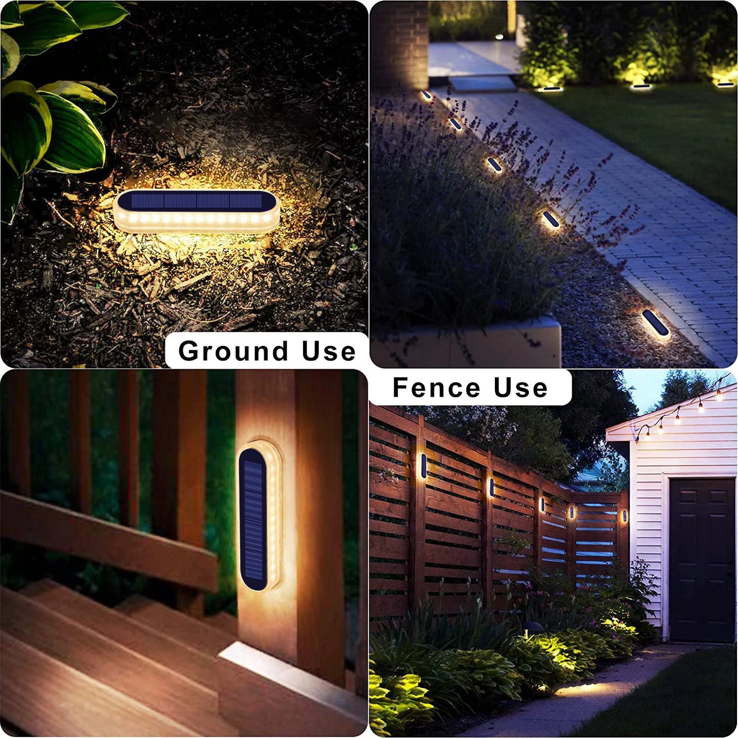 4 Pack Solar Deck Lights IP68 Waterproof Auto On Off LED Step Lights