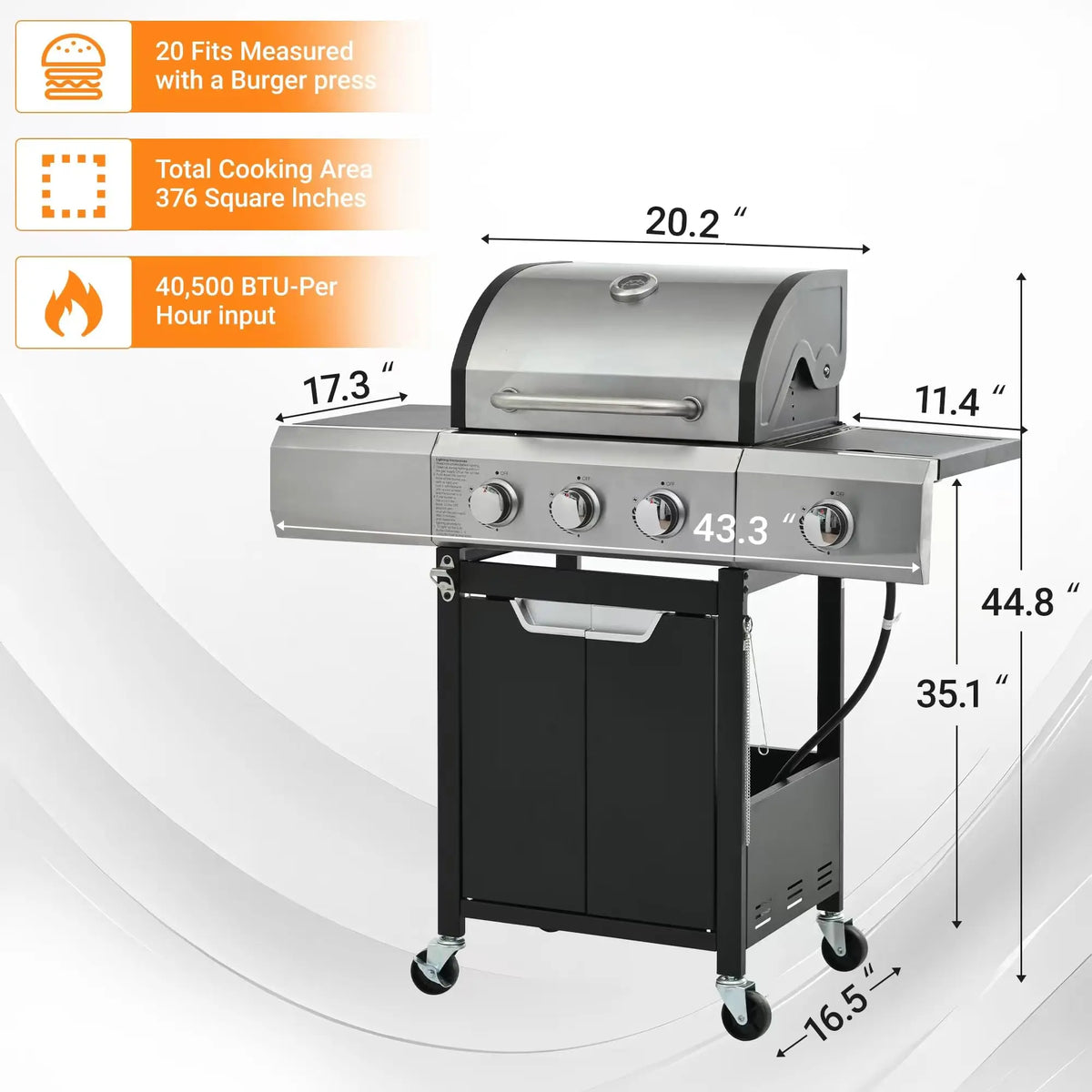 Propane Gas Grill With Sear Burner And Side Burner