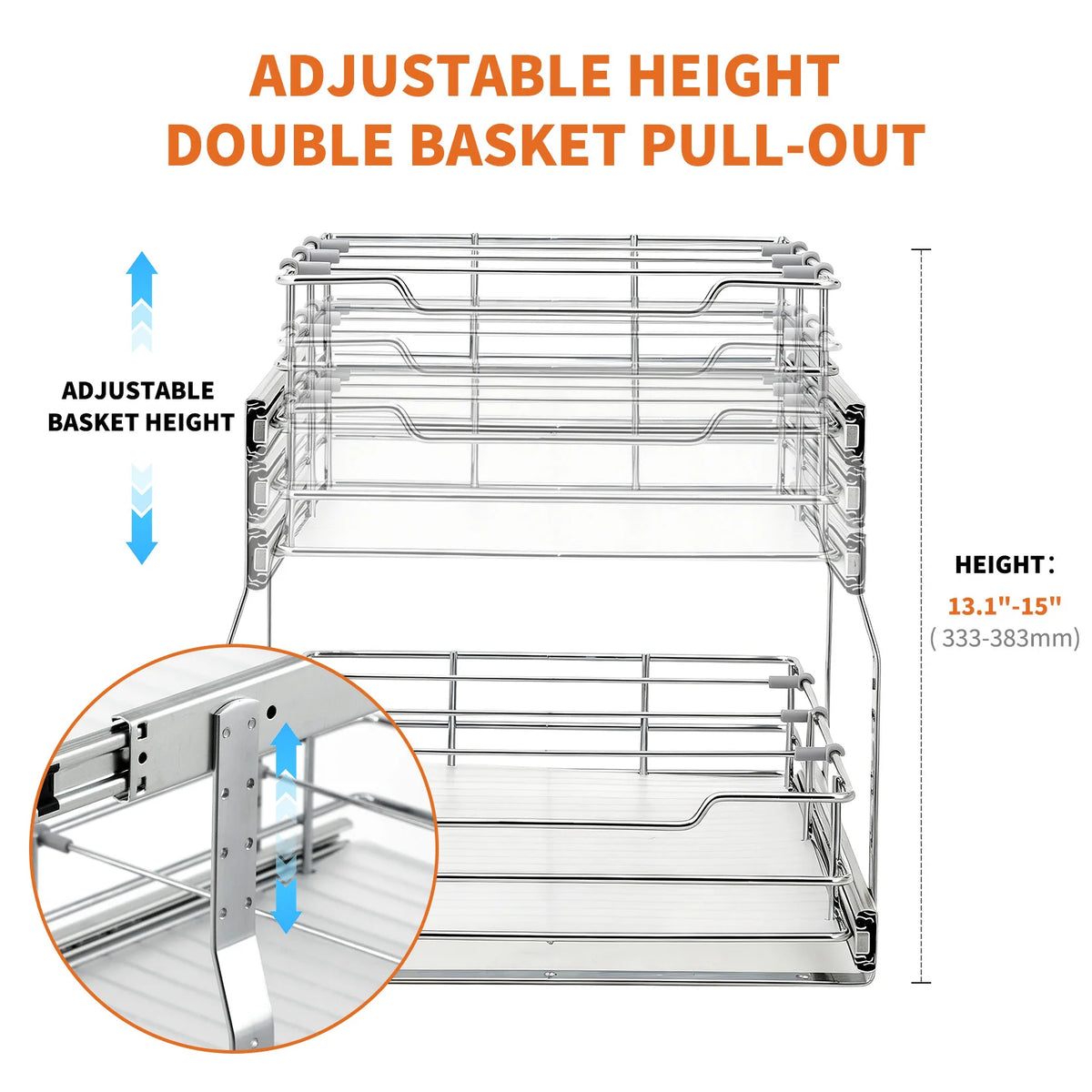HiMISS Two Tier Pull Out Cabinet Organizer Sliding Shelf for Kitchens